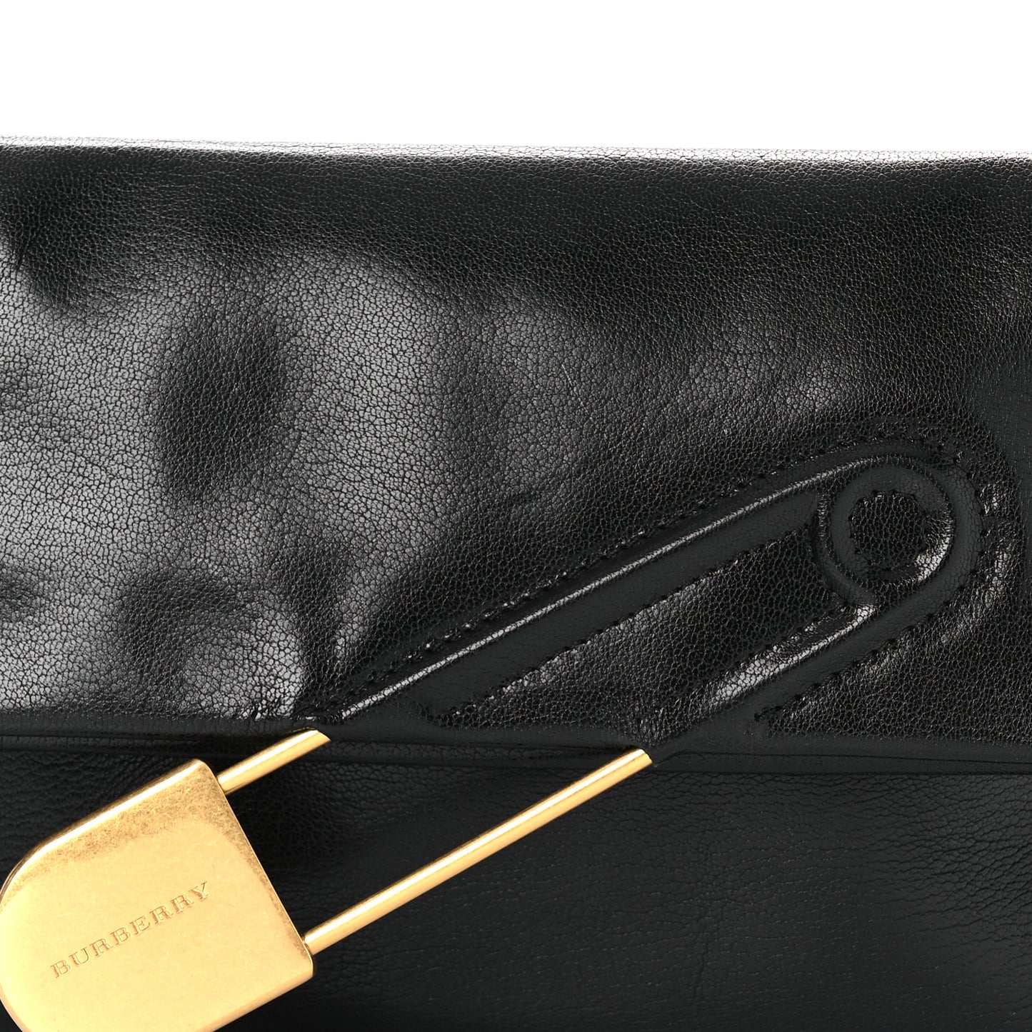 Grained Calfskin Pin Clutch Black