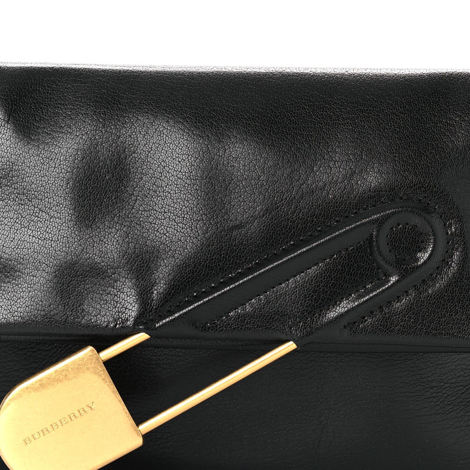Burberry Grained Calfskin Pin Clutch Black 9 of 12