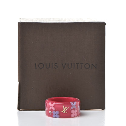 Louis Vuitton Swarovski Crystal Resin Inclusion Ring 7.5 Rose Pop 5 of 5