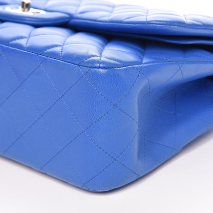 Chanel Lambskin Quilted Jumbo Double Flap Blue 10 of 15
