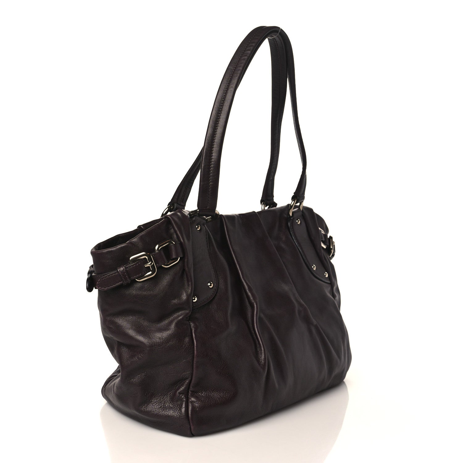 Prada Soft Calfskin Shopping Tote Prugna 2 of 7
