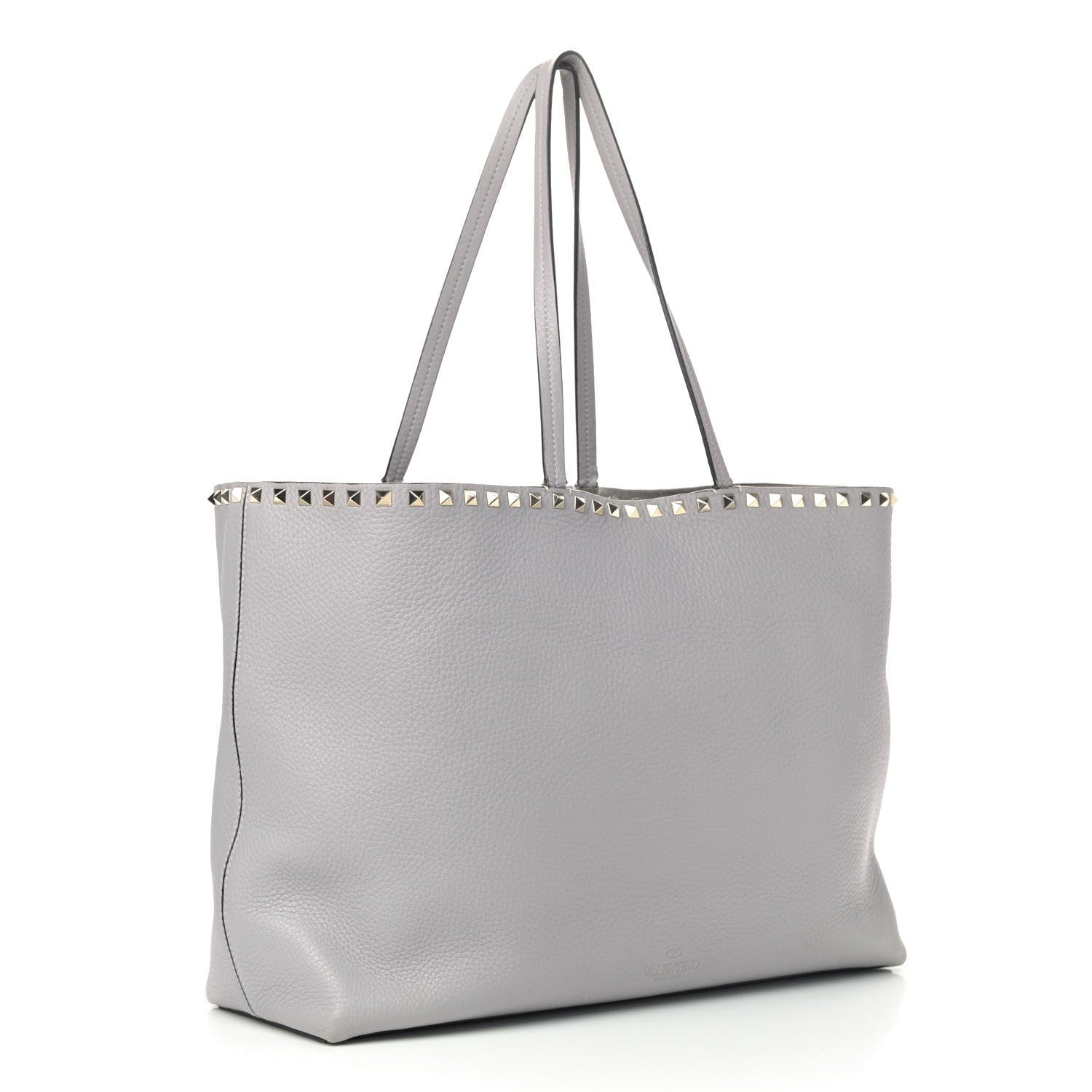 Valentino Garavani Grained Calfskin Rockstud Shoulder Tote Pastel Grey 2 of 10