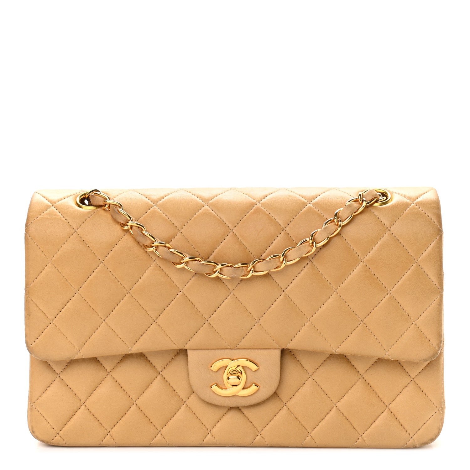 Chanel Lambskin Quilted Medium Double Flap Beige 1 of 17