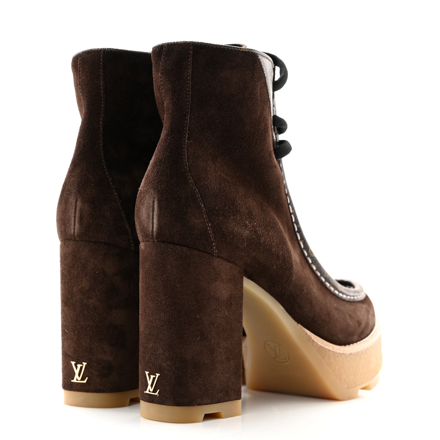 Louis Vuitton Suede Monogram Beaubourg Ankle Boots 38.5 Marron 4 of 8