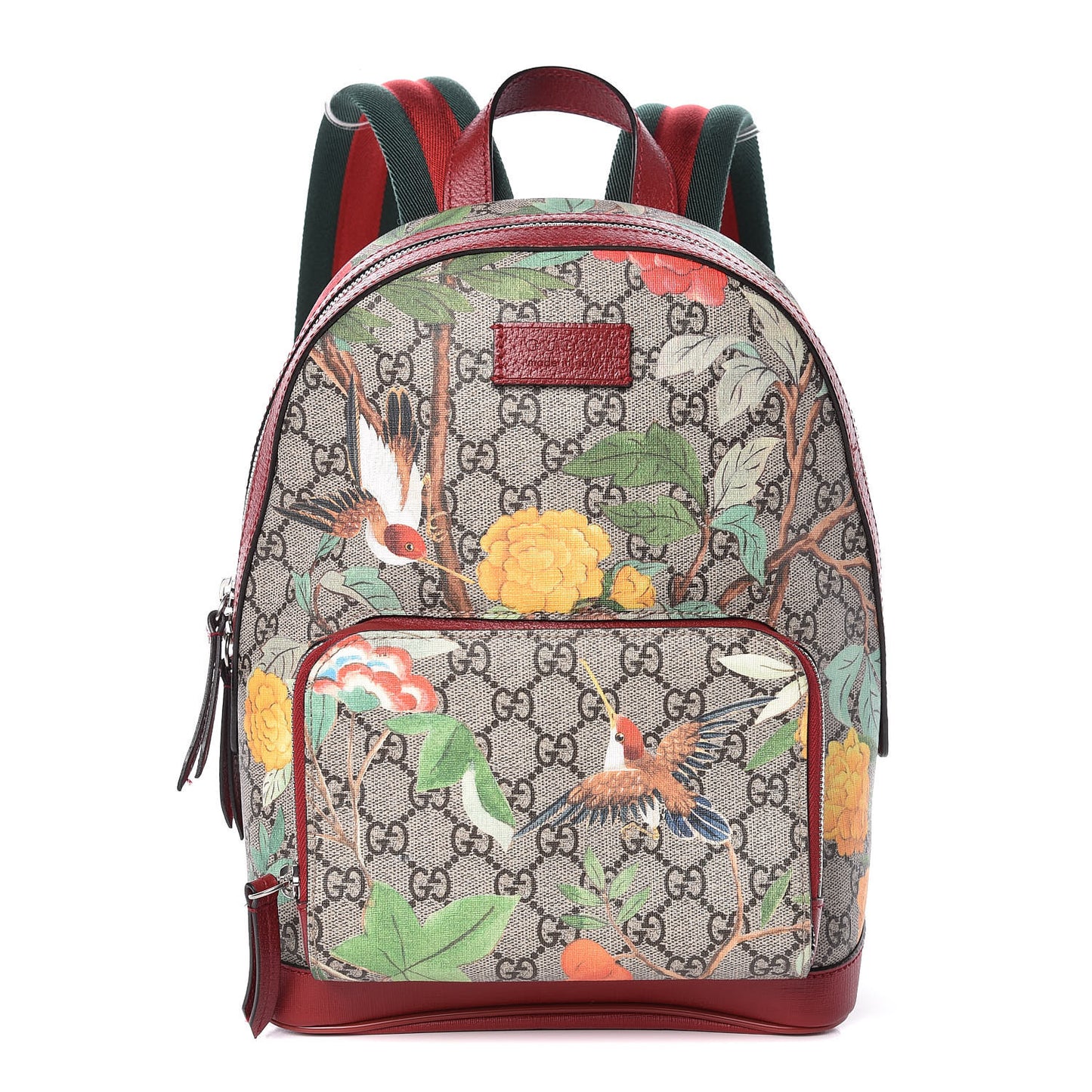 GG Supreme Monogram Tian Web Small Day Backpack Beige Multicolor Red