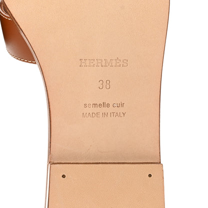 Hermes Box Calfskin Oran Sandals 38 Gold 6 of 11