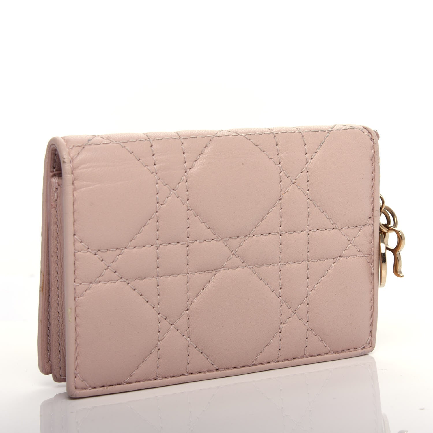 Christian Dior Lambskin Cannage Small Lady Dior Flap Card Holder Light Pink 3 of 8