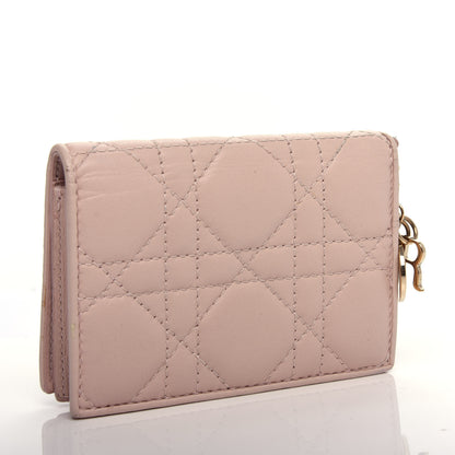 Christian Dior Lambskin Cannage Small Lady Dior Flap Card Holder Light Pink 3 of 8