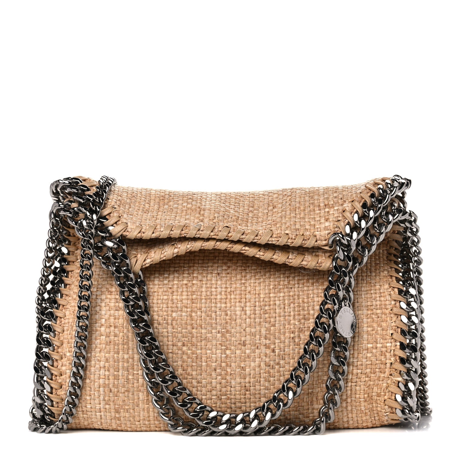 Stella McCartney Woven Raffia Mini Falabella Fold Over Natural 1 of 9