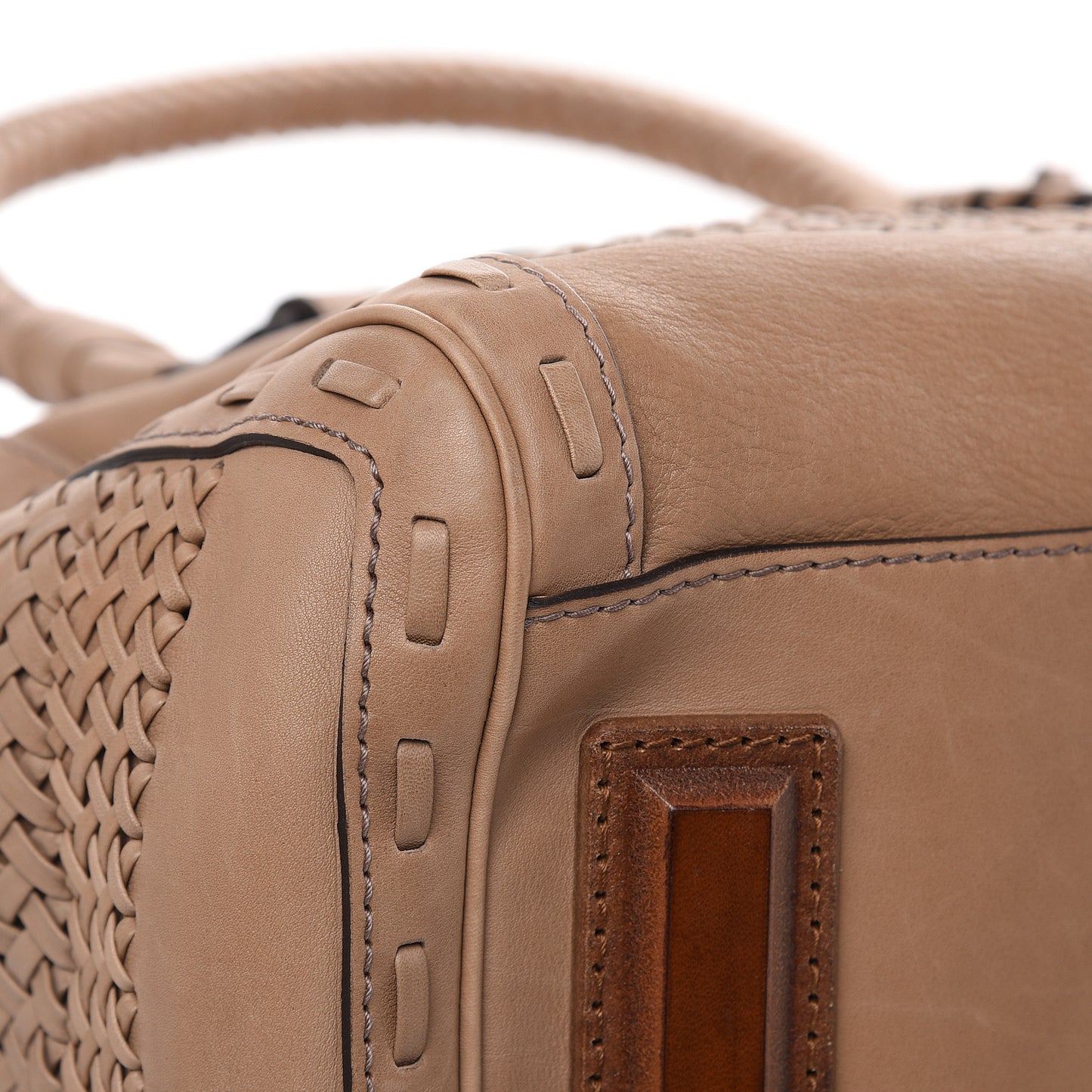Calfskin Handmade Large Top Handle Bag Taupe