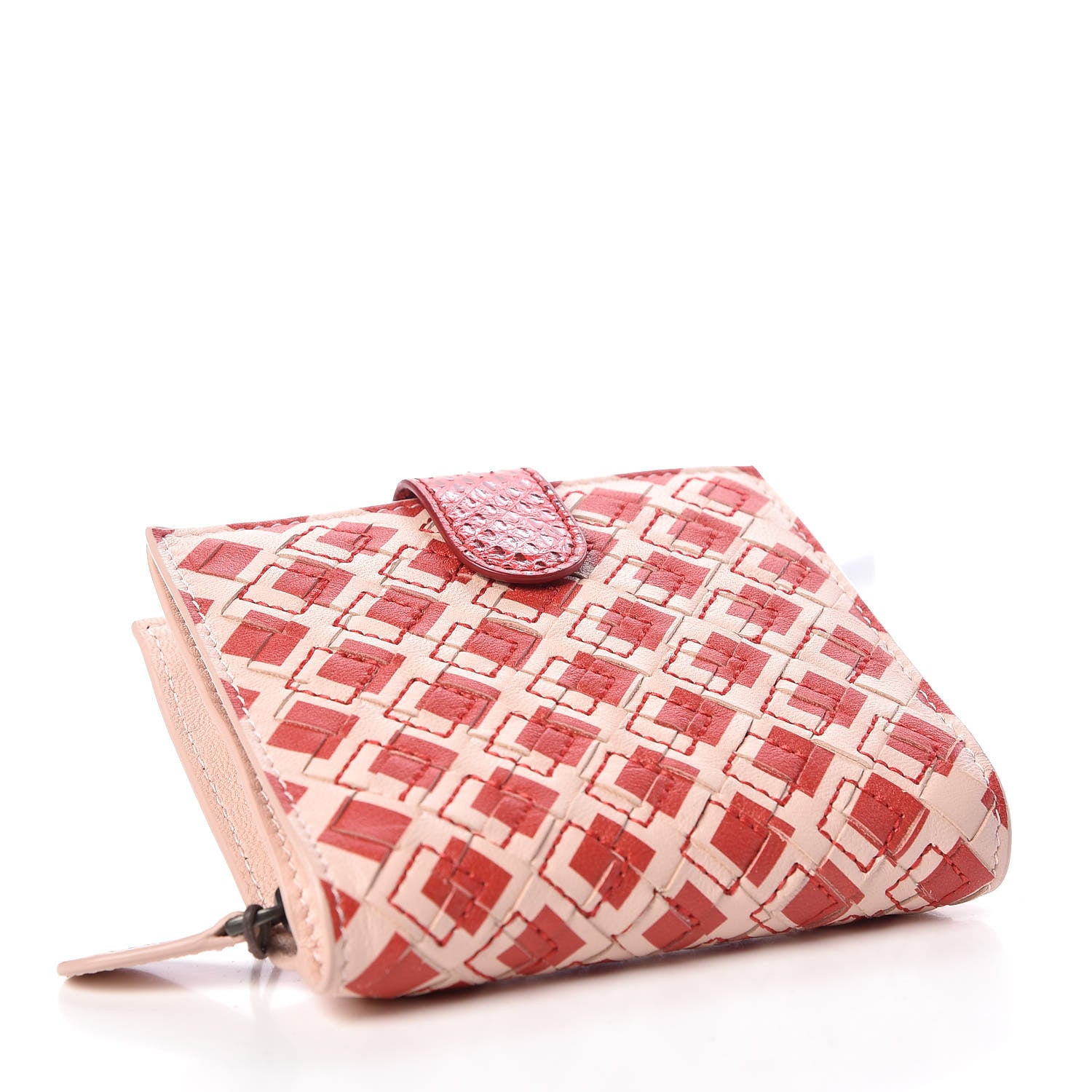 Bottega Veneta Nappa Ayers Cravatteria Motif Intrecciato Mini Wallet Petale Vesuvio 4 of 7