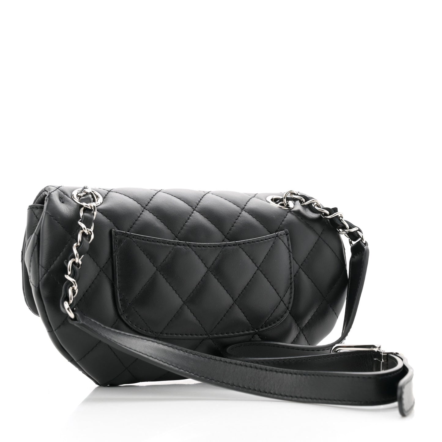 Calfskin Quilted CC Uniform Flap Belt Bag Black