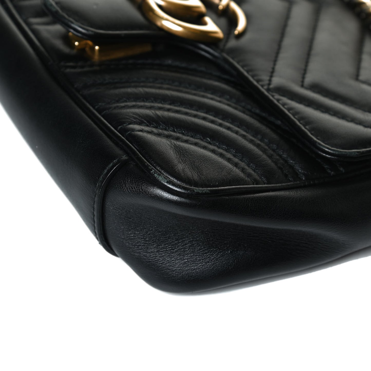 Calfskin Matelasse Mini GG Marmont Shoulder Bag Black