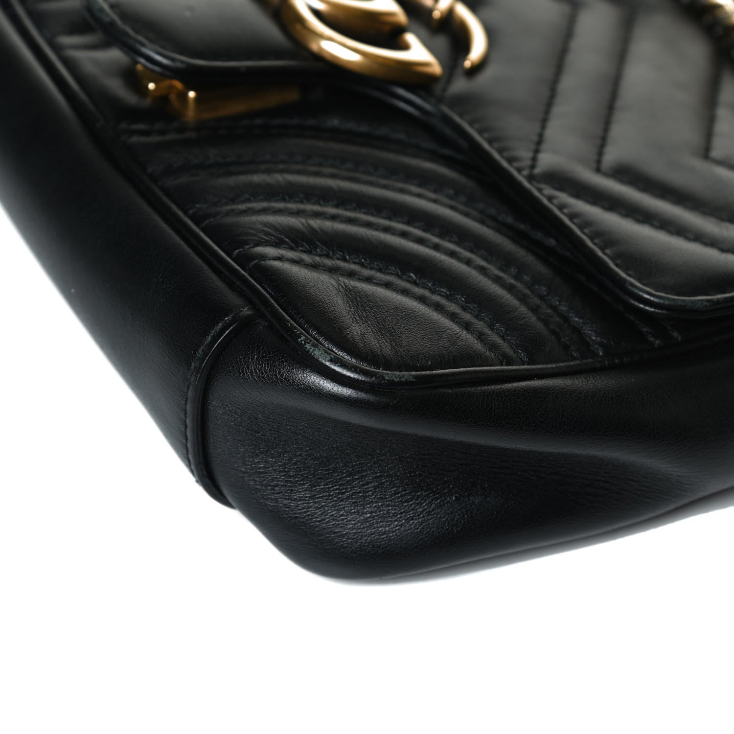 Gucci Calfskin Matelasse Mini GG Marmont Shoulder Bag Black 6 of 15