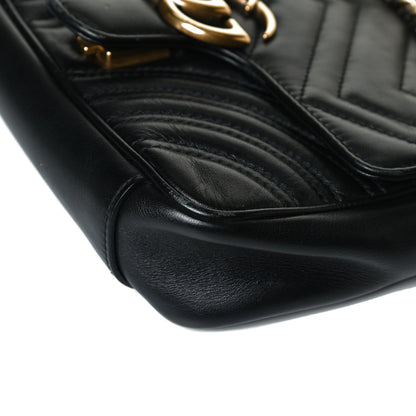 Gucci Calfskin Matelasse Mini GG Marmont Shoulder Bag Black 6 of 15