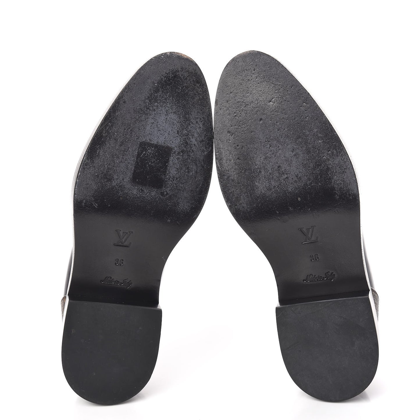 Monogram Patent Academy Flat Loafers 36 Navy