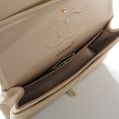 Chanel Lambskin Chevron Quilted Medium Double Flap Beige 5 of 11