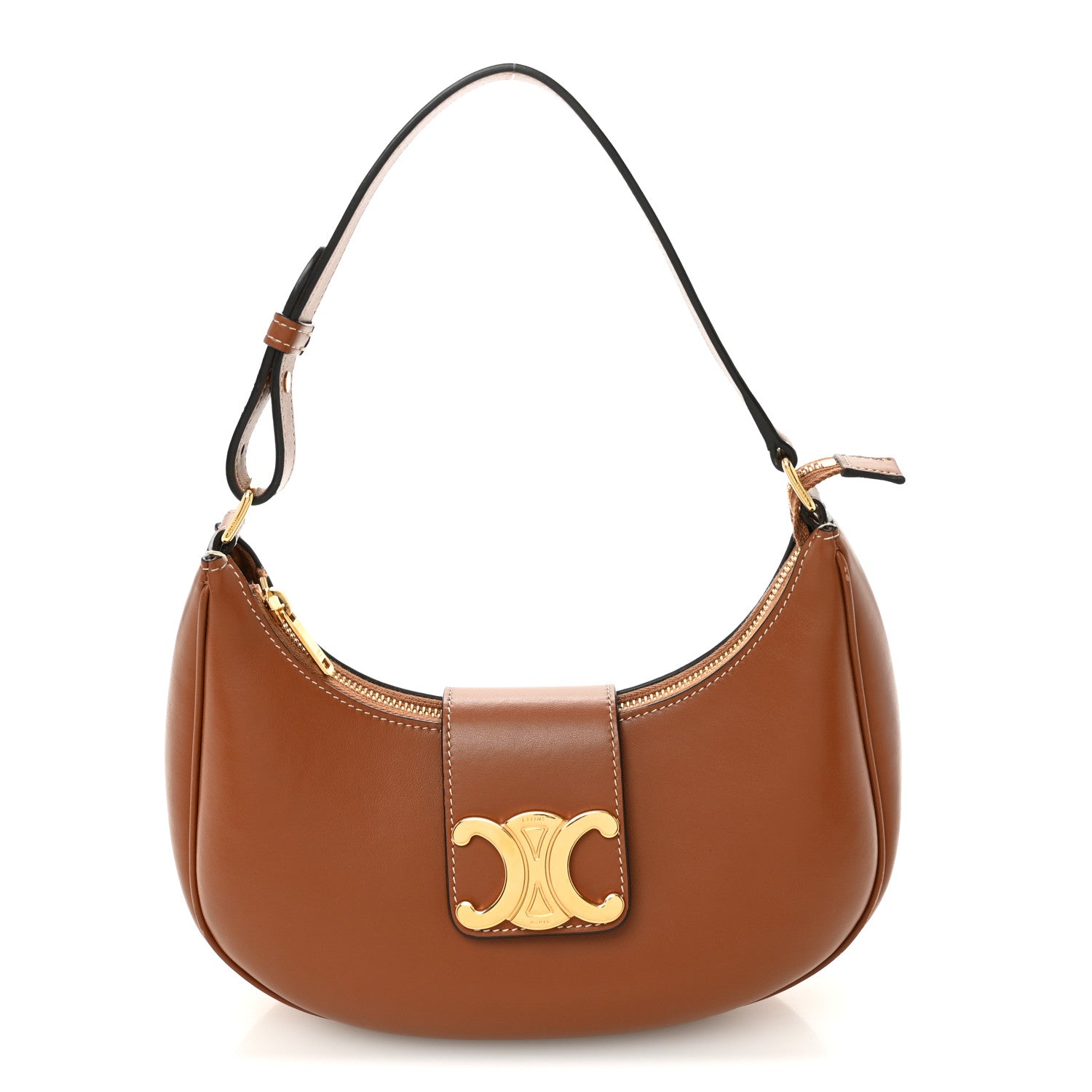 Celine Smooth Calfskin Medium Strap Ava Triomphe Shoulder Bag Tan 1 of 11