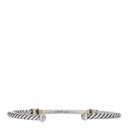 David Yurman Sterling Silver 18K Yellow Gold Diamond Helena Cuff Station Bracelet 2 of 3