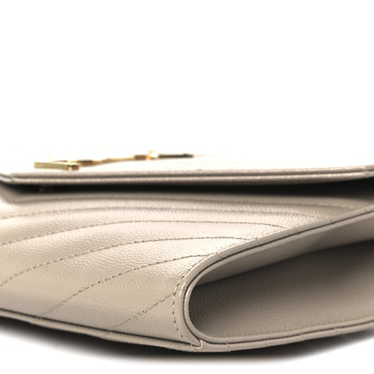 Saint Laurent Grain De Poudre Matelasse Chevron Monogram Envelope Clutch Dark Beige 10 of 10