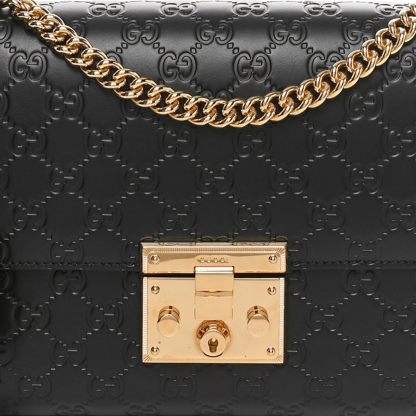 Guccissima Medium Padlock Shoulder Bag Black