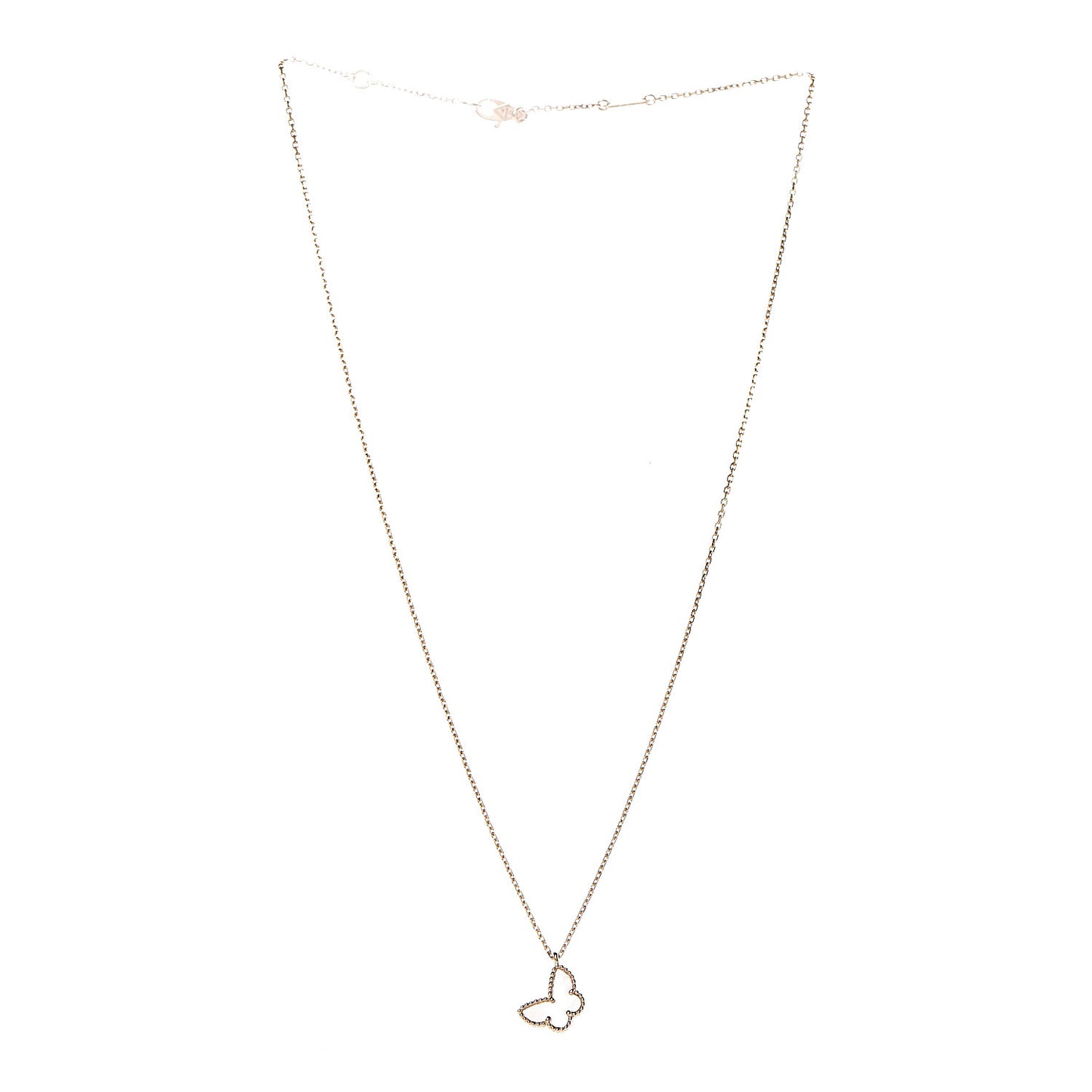 18K Yellow Gold Mother of Pearl Sweet Alhambra Butterfly Pendant Necklace