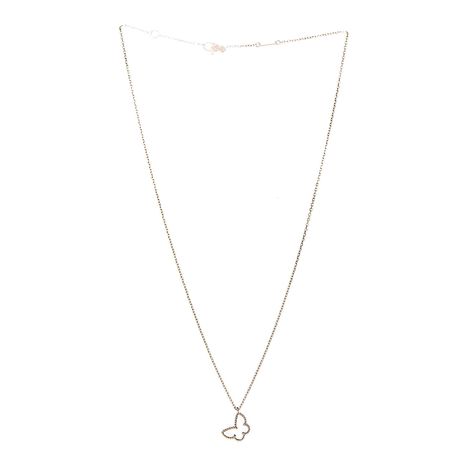 Van Cleef & Arpels 18K Yellow Gold Mother of Pearl Sweet Alhambra Butterfly Pendant Necklace 3 of 8
