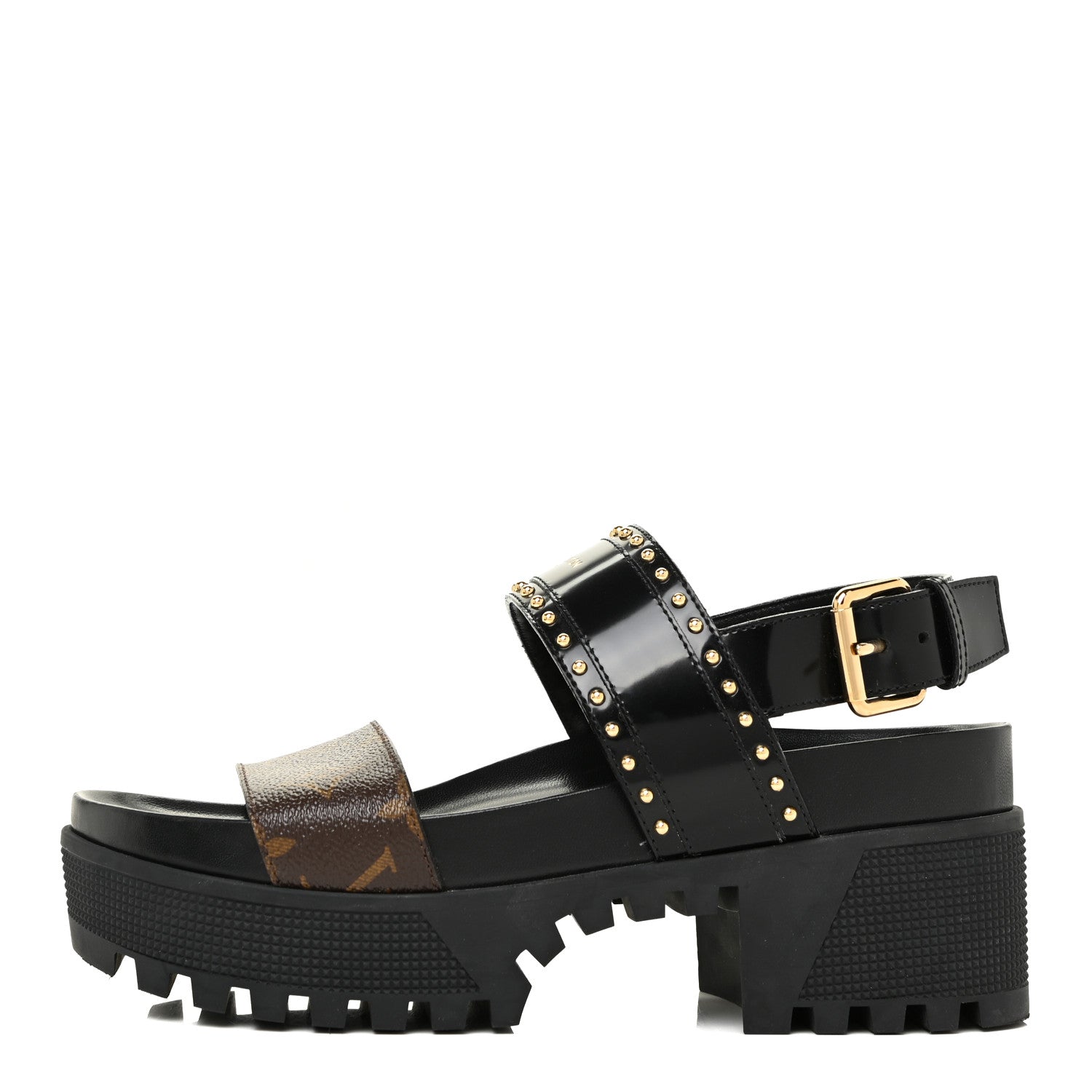 Louis Vuitton Calfskin Monogram Laureate Platform Sandals 39 Black 1 of 11