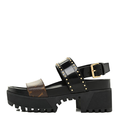 Louis Vuitton Calfskin Monogram Laureate Platform Sandals 39 Black 1 of 11