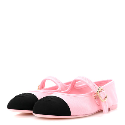 Chanel Fabric Grosgrain Mary Jane Flats 35 Light Pink Black 4 of 10