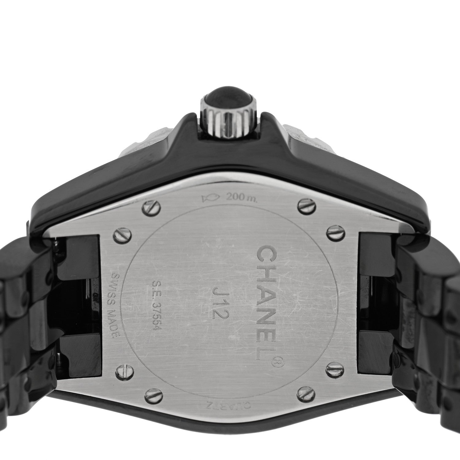 Chanel Stainless Steel Ceramic Diamond 33mm J12 Quartz Watch Black 4 of 4