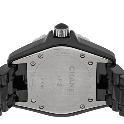 Chanel Stainless Steel Ceramic Diamond 33mm J12 Quartz Watch Black 4 of 4