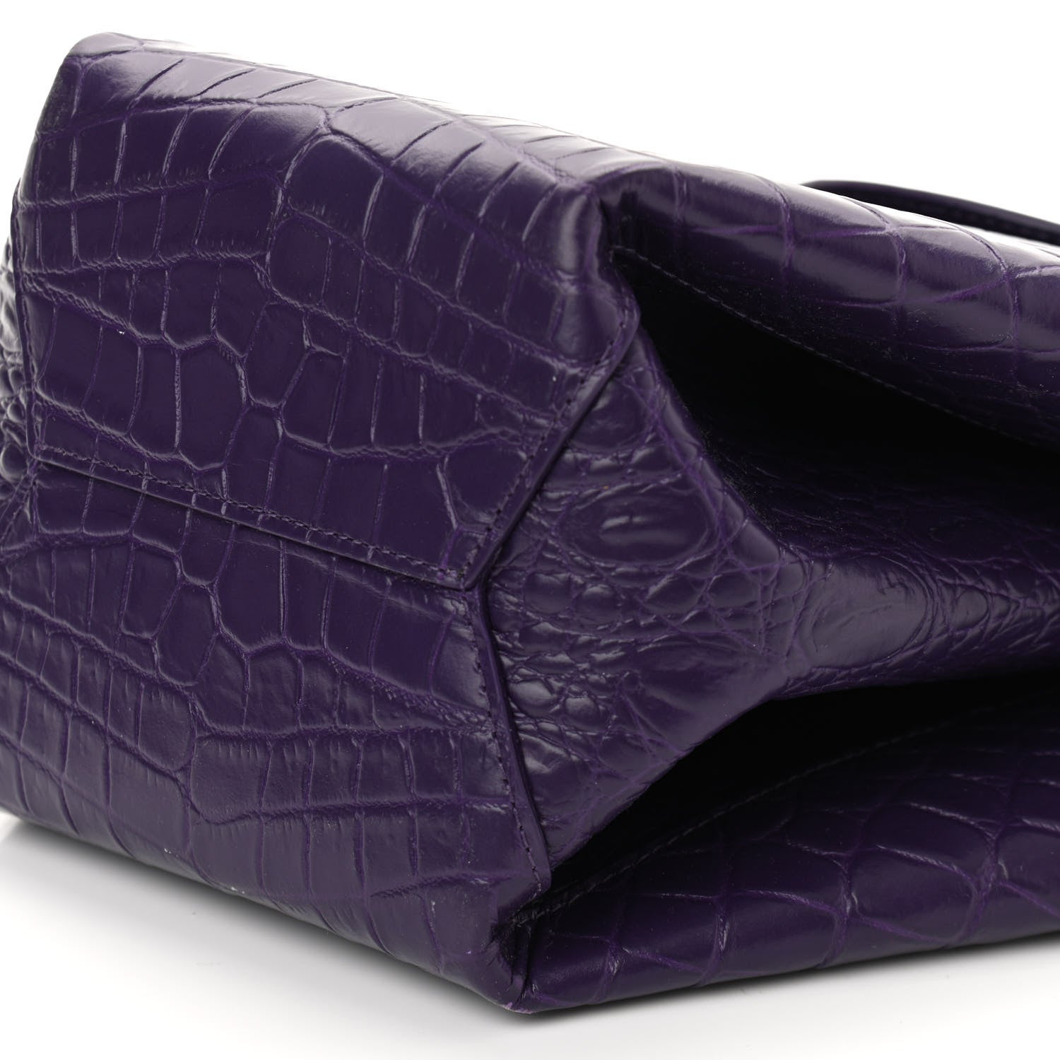 Bottega Veneta Calfskin Crocodile Embossed Doll Top Handle Bag Purple 10 of 10