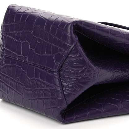 Bottega Veneta Calfskin Crocodile Embossed Doll Top Handle Bag Purple 10 of 10