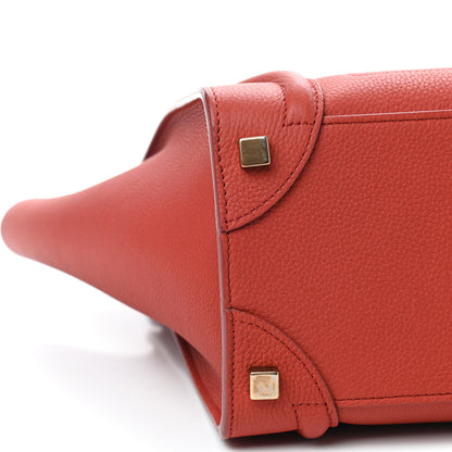 Celine Drummed Calfskin Micro Luggage Fox Red 6 of 11