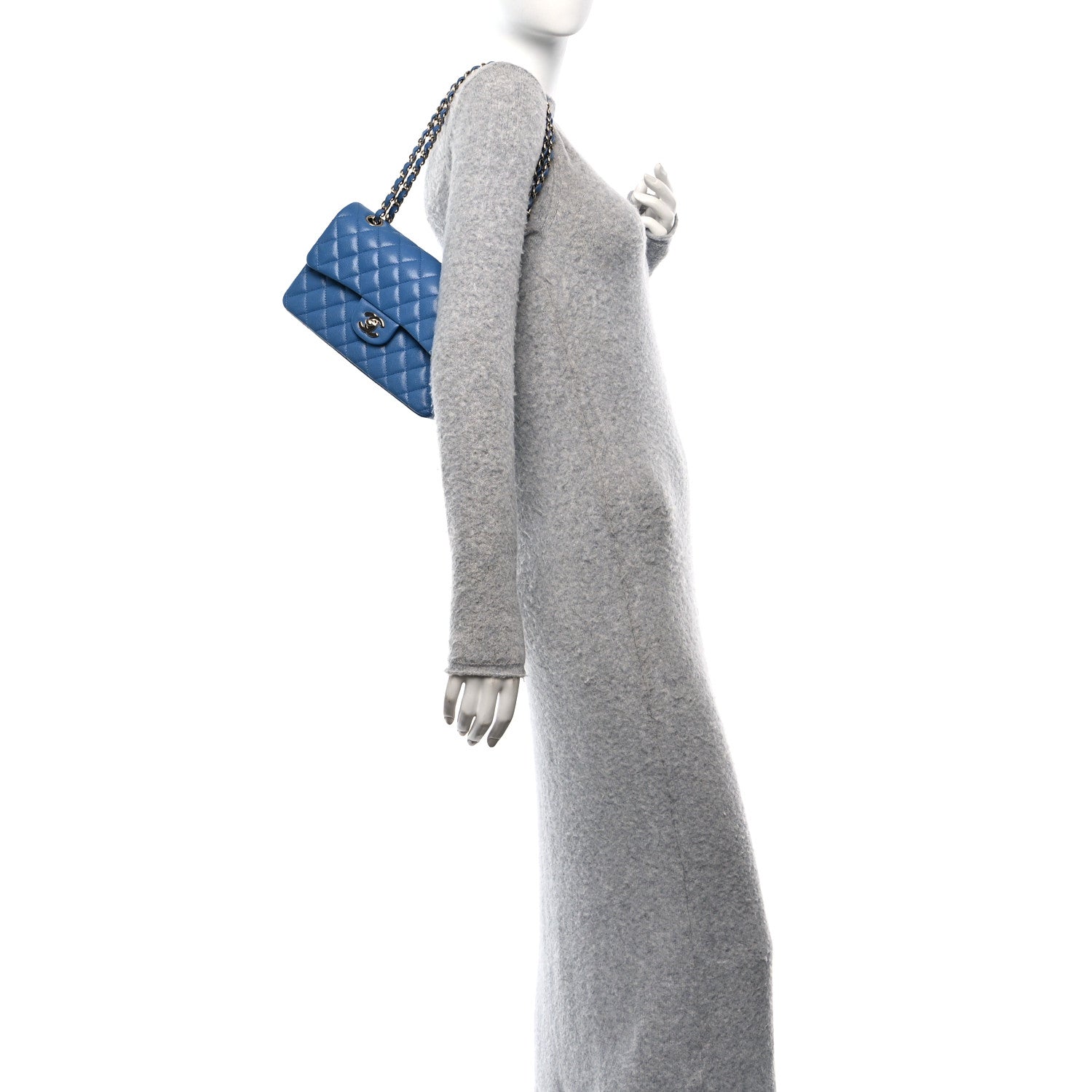 Chanel Caviar Quilted Small Double Flap Blue 2 of 10