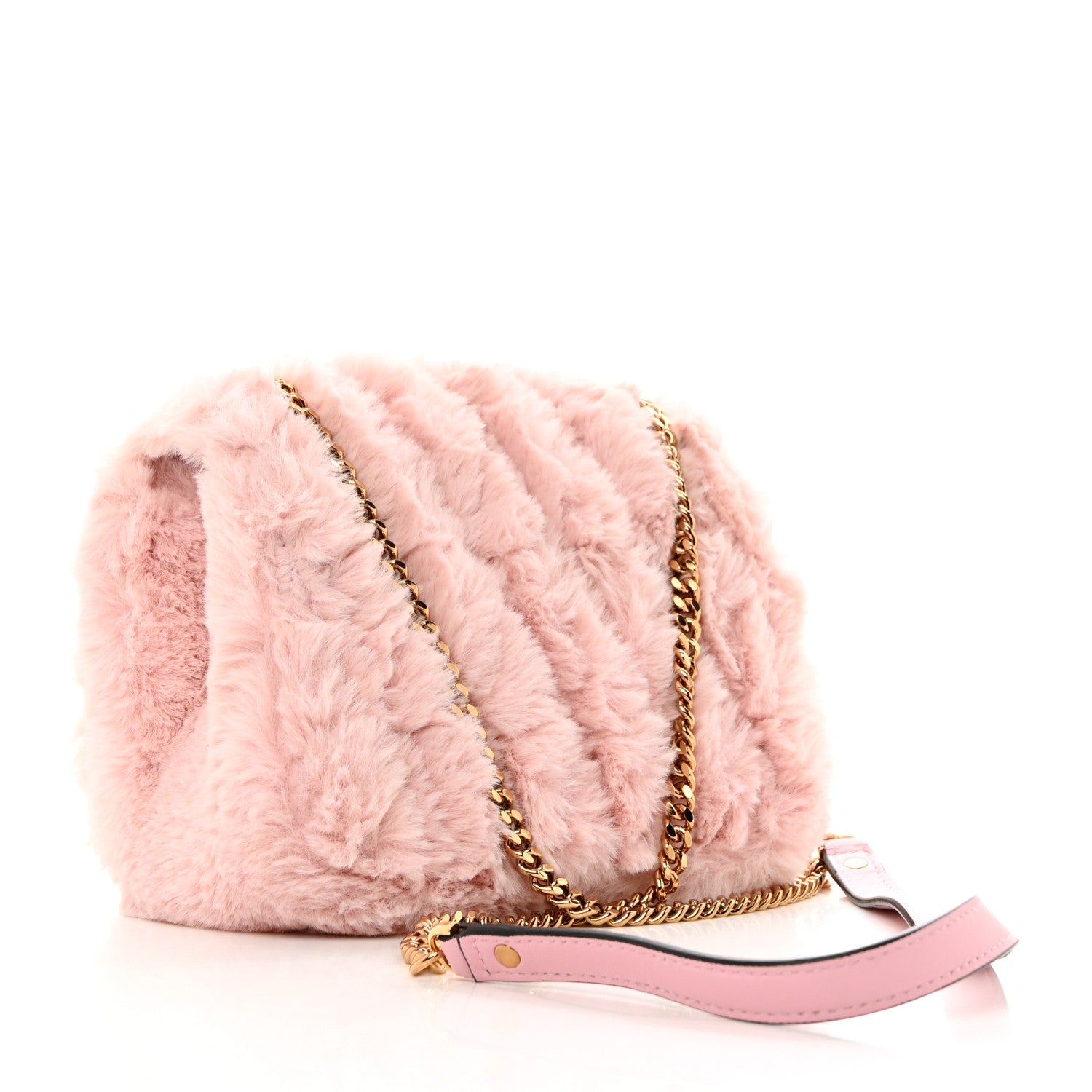 Versace Faux Fur Quilted Virtus Shoulder Bag English Rose 2 of 10