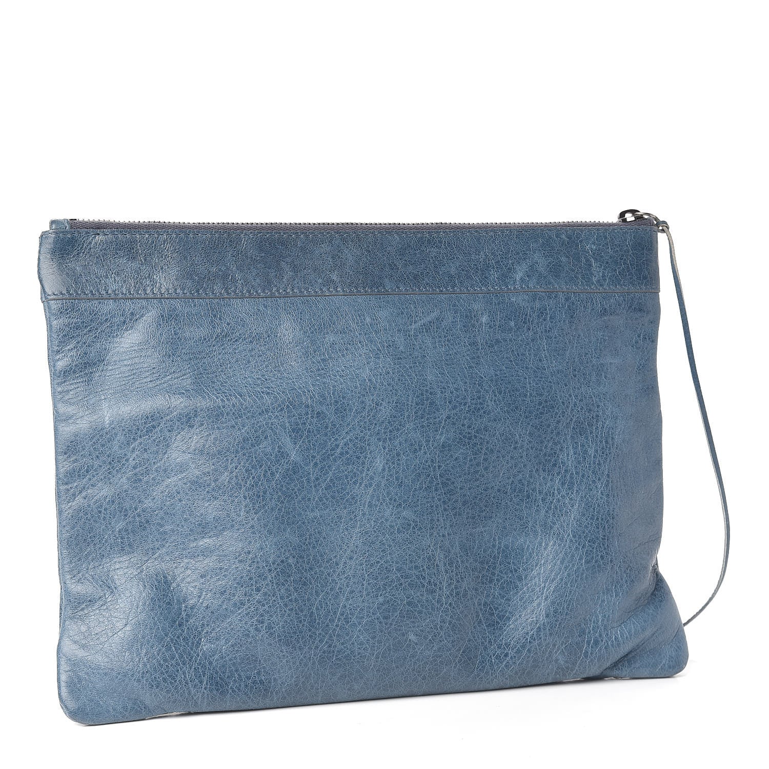 Balenciaga Agneau Classic Hardware Zip Clutch Bleu Jean 3 of 12
