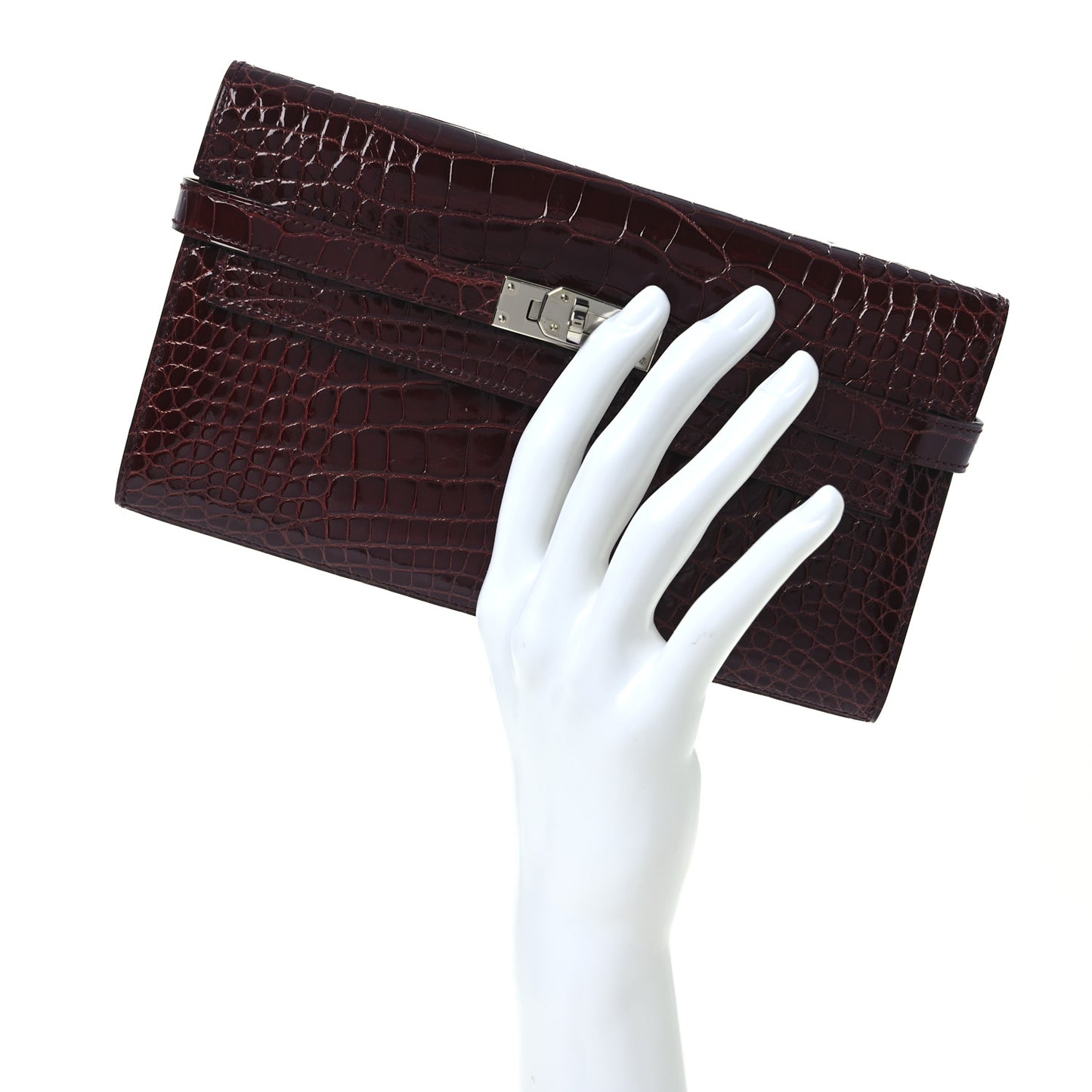 Shiny Alligator Kelly Longue Wallet Bourgogne