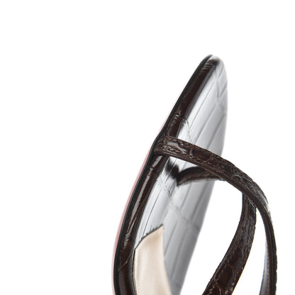 Christian Louboutin Calfskin Crocodile Embossed Taralita 85 Thong Sandals 36.5 Brown 9 of 11