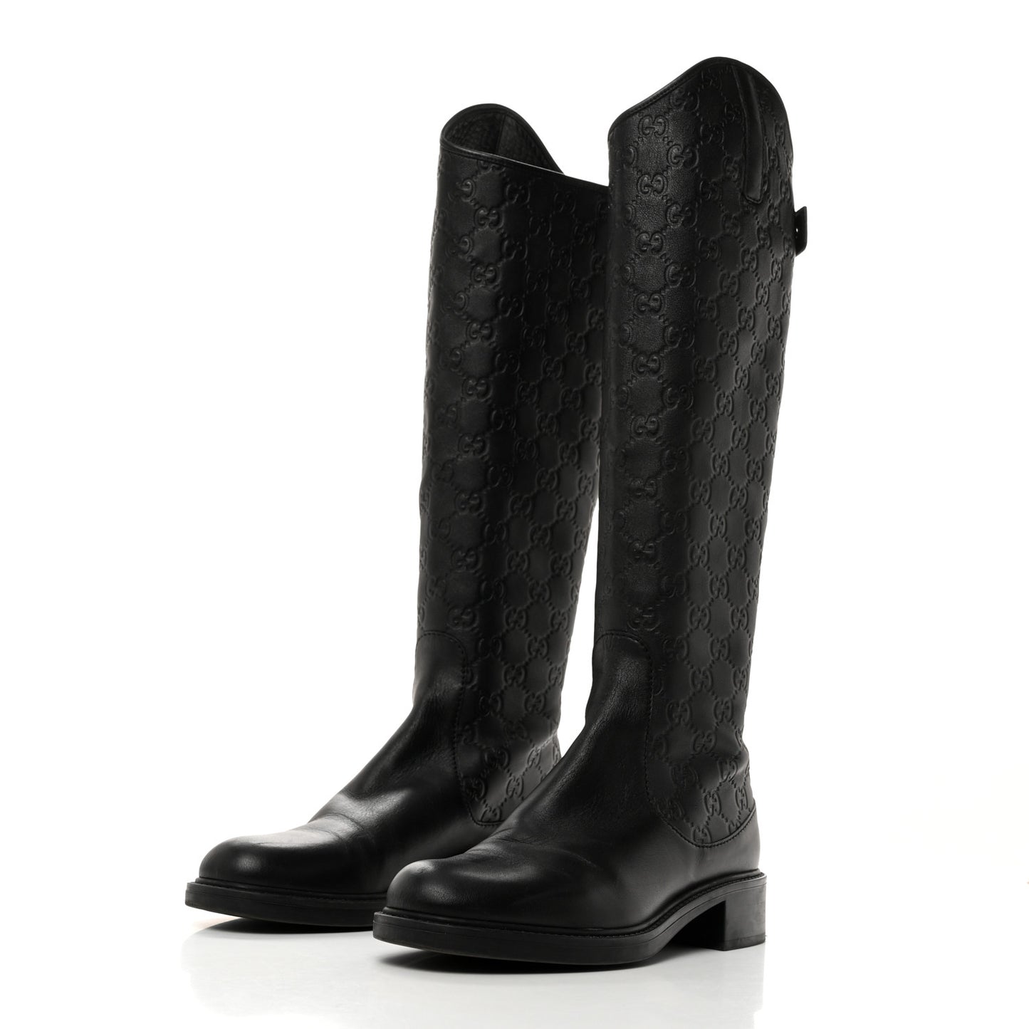 Guccissima Calfskin Miro Soft Knee High Riding Boots 37 Black