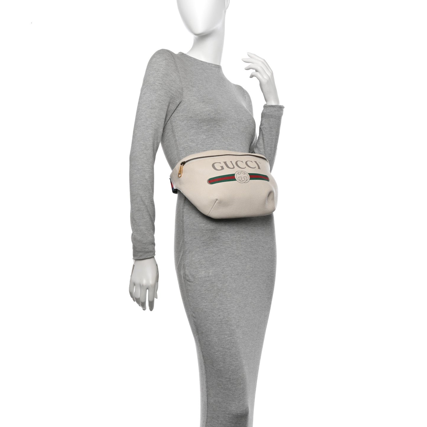 Grained Calfskin Logo Belt Bag White