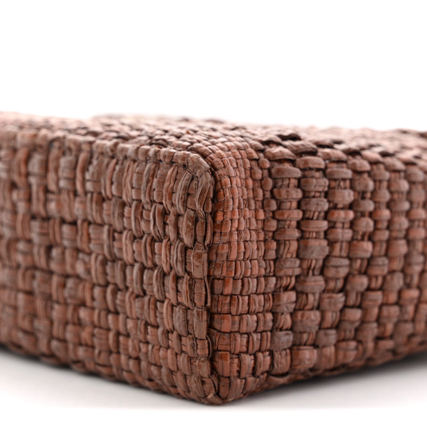 Chanel Braided Raffia Quilted Top Handle Slim Vanity With Chain Brown 10 of 11