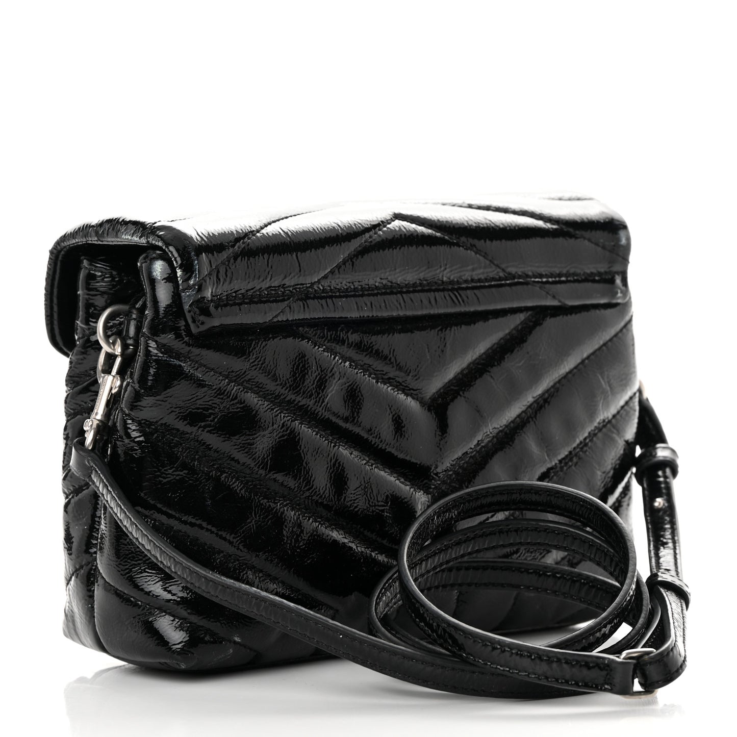 Patent Y Quilted Monogram Toy Loulou Crossbody Bag Black