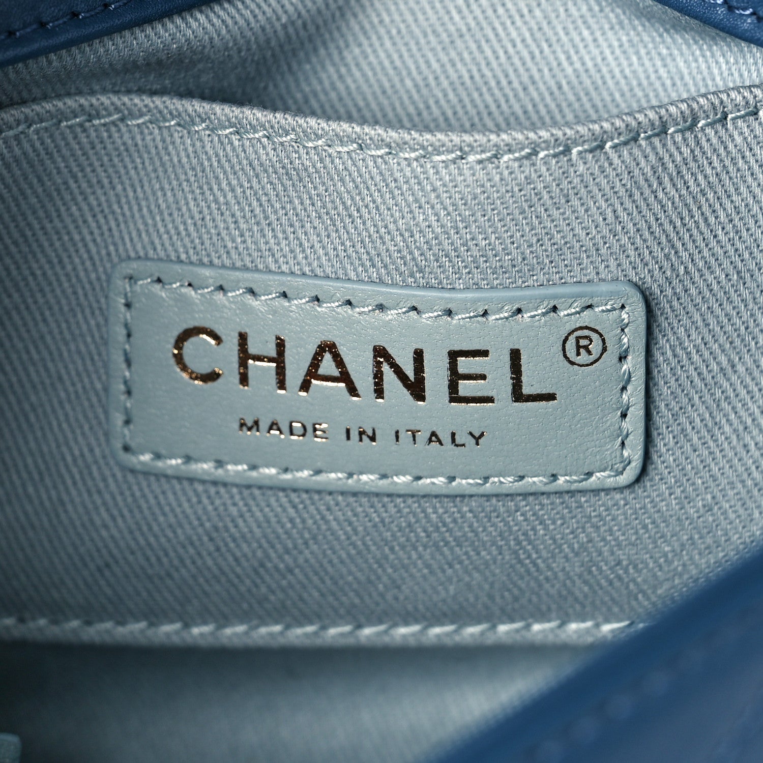 Chanel Calfskin Chevron Stitched Coco Waist Bag Blue 6 of 9