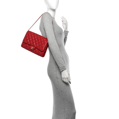 Chanel Lambskin Quilted Clutch With Chain Flap Red 2 of 12
