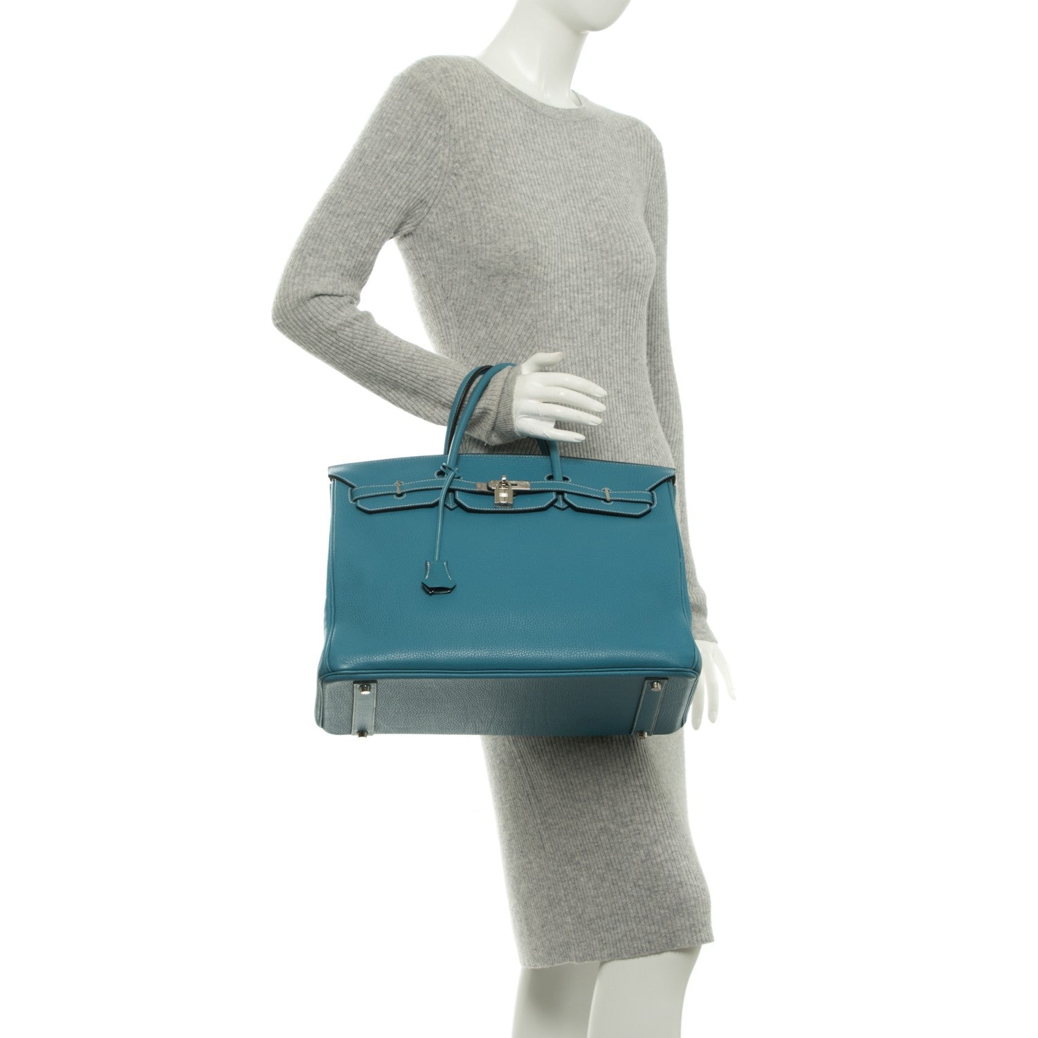 Hermes Taurillon Clemence Birkin 40 Blue Jean 2 of 10
