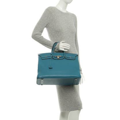 Hermes Taurillon Clemence Birkin 40 Blue Jean 2 of 10