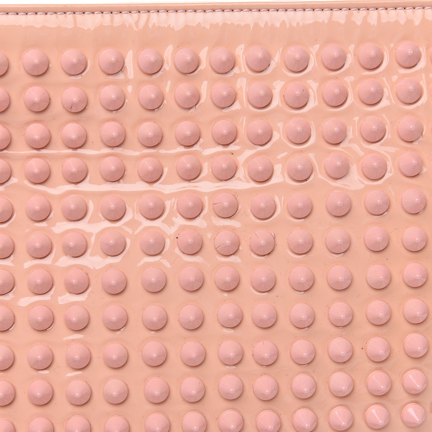 Patent Calfskin Studded Loubiposh Chain Clutch Light Pink