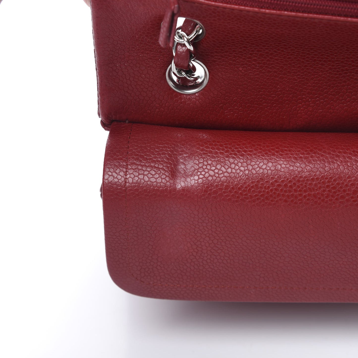 Caviar Quilted Medium Double Flap Red